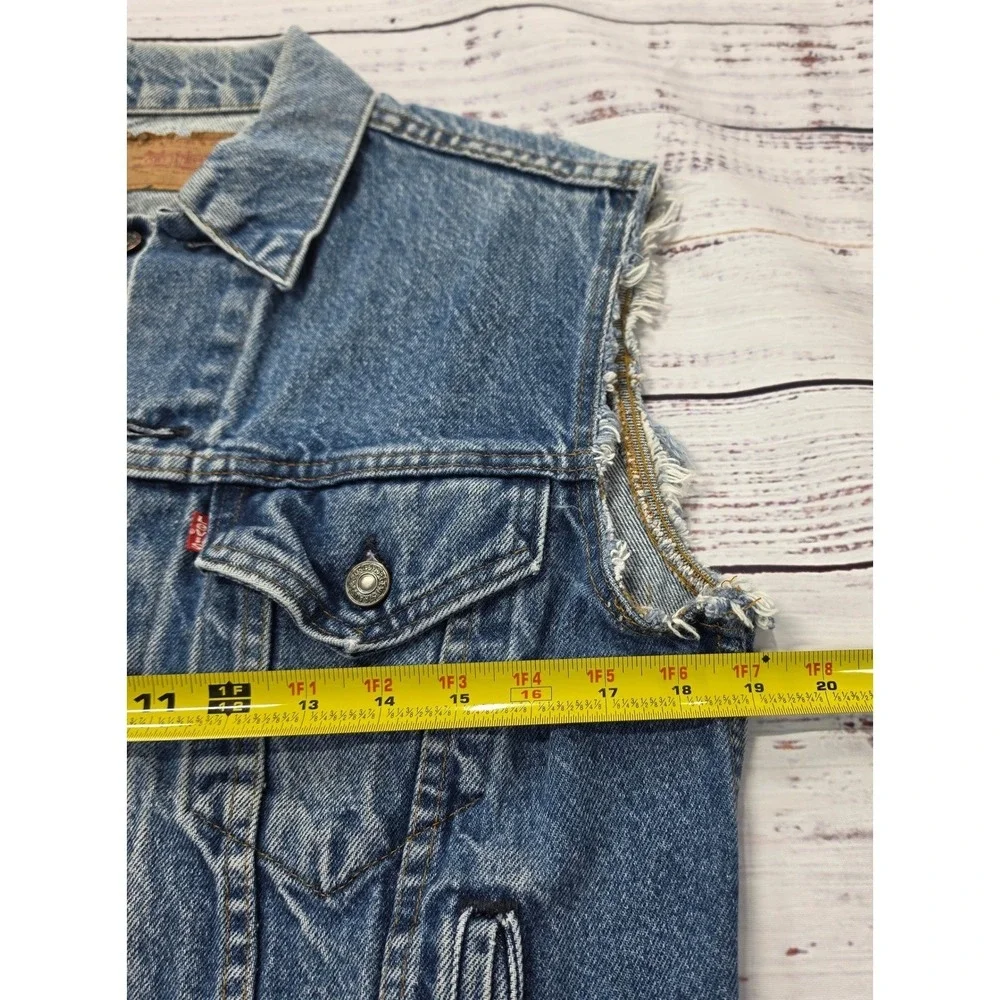 Levi's Denim Vest Women M Blue Good Every Time I Die Band Patch Vintage Custom